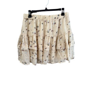 NWT Free People From The Valley Floral Mini Skirt Sz M Ruffle Flirty Feminine